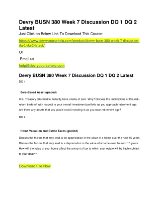 Devry BUSN 380 Week 7 Discussion DQ 1 DQ 2 Latest