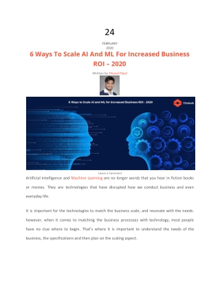 6 Ways To Scale AI And ML For Increased Business ROI – 2020