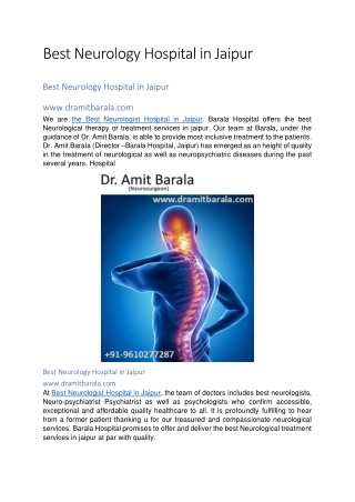 Best Neurology Hospital in Jaipur