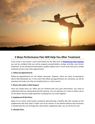 5 Ways Performance Pain Will Help You After Treatment
