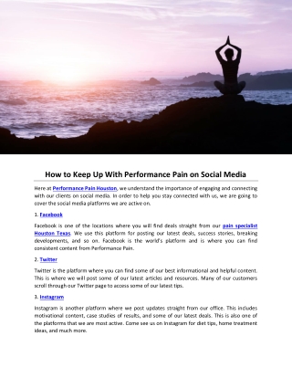 How to Keep Up With Performance Pain on Social Media