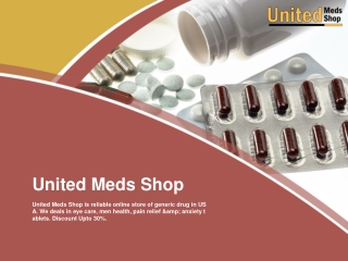 Buy Generic Drug Online In USA | Discount Upto 30% | United Meds Shop