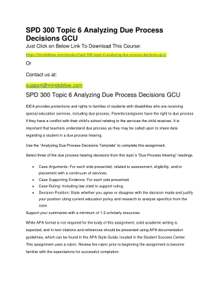 SPD 300 Topic 6 Analyzing Due Process Decisions GCU