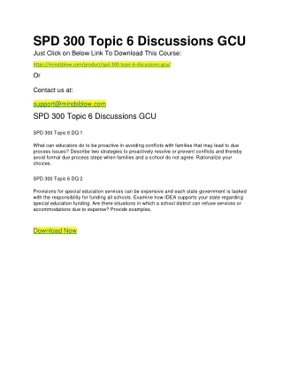 SPD 300 Topic 6 Discussions GCU