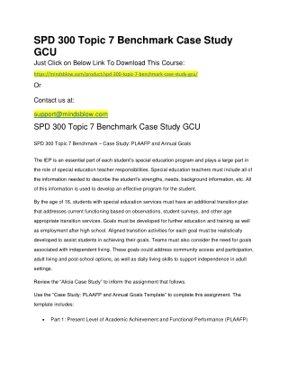 SPD 300 Topic 7 Benchmark Case Study GCU
