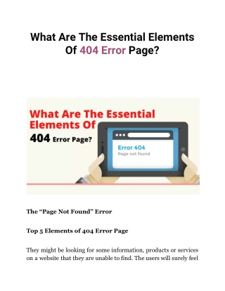 What Are The Essential Elements Of 404 Error Page?