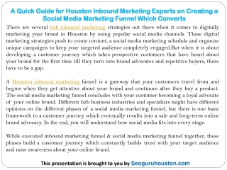 A Quick Guide for Houston Inbound Marketing Experts on Creating a Social Media Marketing Funnel Which Converts