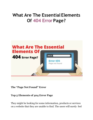 What Are The Essential Elements Of 404 Error Page?