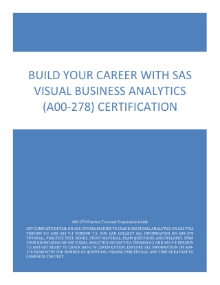 Build Your Career with SAS Visual Business Analytics (A00-278) Certification