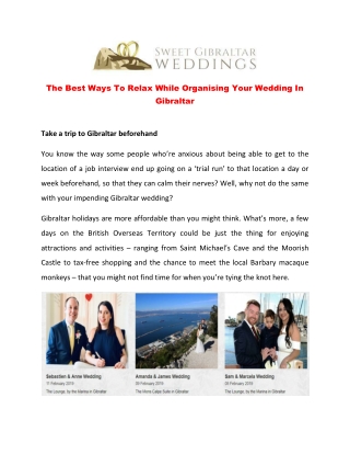 The Best Ways To Relax While Organising Your Wedding In Gibraltar