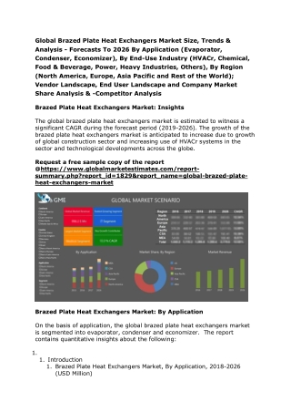 Global Brazed Plate Heat Exchangers Market Size, Trends & Analysis - Forecasts To 2026