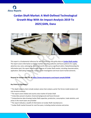 Global Cardan Shaft Market Analysis 2015-2019 and Forecast 2020-2025