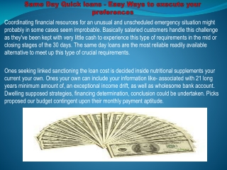 Same Day Quick loans - Easy Ways to