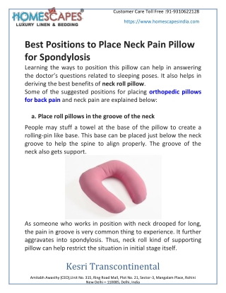 Best Positions To Place Neck Pain Pillow For Spondylosis