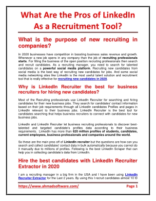 What are the pros of LinkedIn as a recruitment tool