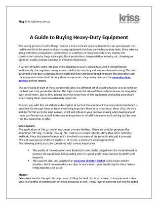 A Guide to Buying Heavy-Duty Equipment