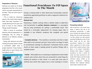 Functional Providence To Fill Space In The Mouth