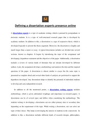 Defining a dissertation experts presence online