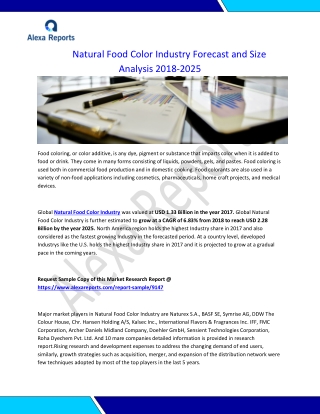 Natural Food Color Industry Forecast and Size Analysis 2018-2025