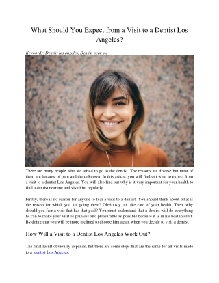 What Should You Expect from a Visit to a Dentist Los Angeles?