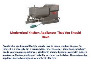 Modernized Kitchen Appliances That You Should Have