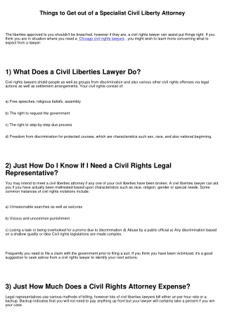 Things to Expect from a Expert Civil Liberty Legal Representative