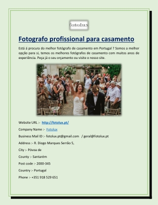 Fotografo profissional para casamento