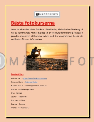 Bästa fotokurserna