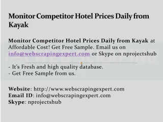 Monitor Competitor Hotel Prices Daily from Kayak