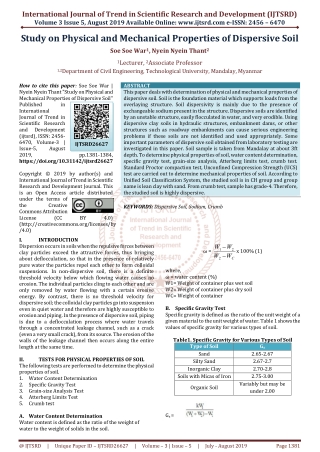 Study on Physical and Mechanical Properties of Dispersive Soil