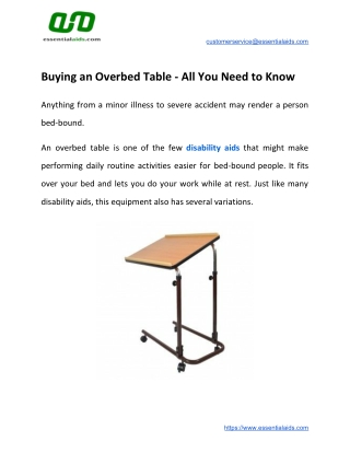 Buying an Overbed Table - All You Need to Know