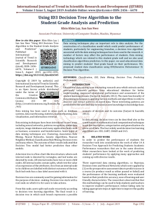 Using ID3 Decision Tree Algorithm to the Student Grade Analysis and Prediction