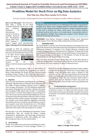 Predition Model for Stock Price on Big Data Analytics