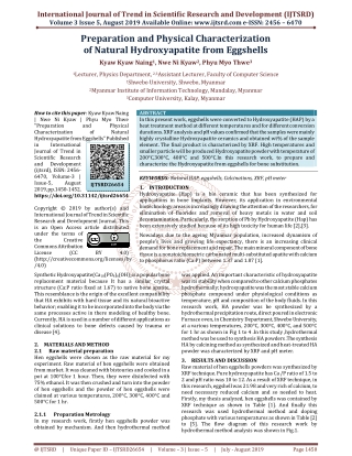 Preparation and Physical Characterization of Natural Hydroxyapatite from Eggshells