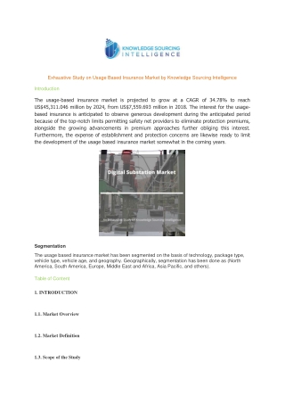 Comprehensive Report on Usage Based Insurance Market