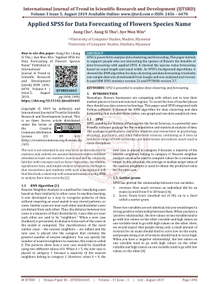 Applied SPSS for Data Forecasting of Flowers Species Name