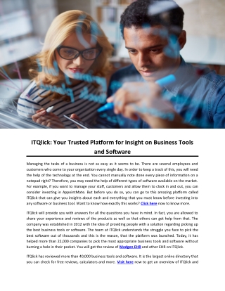 ITQlick: Your Trusted Platform for Insight on Business Tools and Software