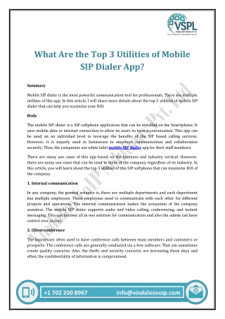 What Are the Top 3 Utilities of Mobile SIP Dialer App?