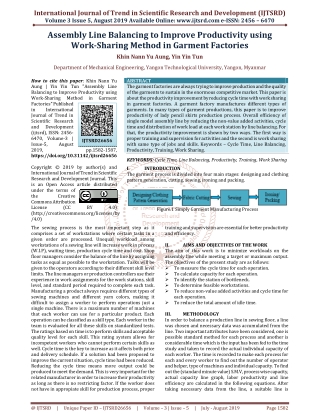 Assembly Line Balancing to Improve Productivity using Work Sharing Method in Garment Factories