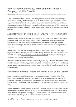 How Pacheco Consultancy make an Email Marketing Campaign Mobile Friendly