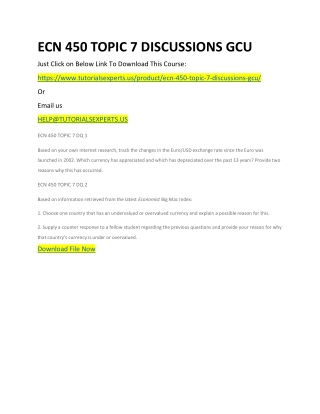 ECN 450 TOPIC 7 DISCUSSIONS GCU