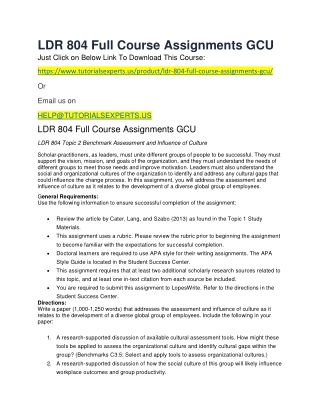 LDR 804 Full Course Assignments GCU