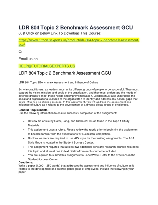 LDR 804 Topic 2 Benchmark Assessment GCU