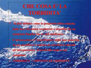 CHE COSA E’ LA TORBIDITA’