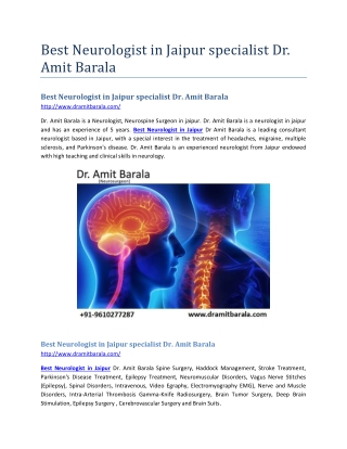 Best Neurologist in Jaipur specialist Dr. Amit Barala