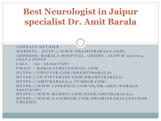 Best Neurologist in Jaipur specialist Dr. Amit Barala
