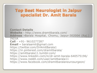 Top Best Neurologist in Jaipur specialist Dr. Amit Barala