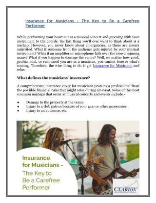 Insurance for Musicians - The Key to Be a Carefree Performer