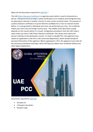What are the Documents required for UAE PCC ?