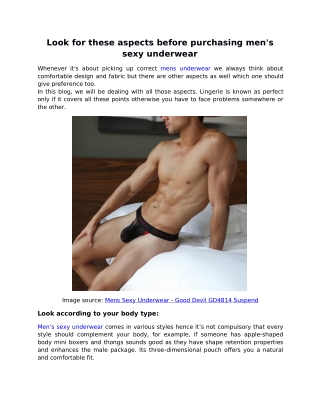 Look for these aspects before purchasing men's sexy underwear